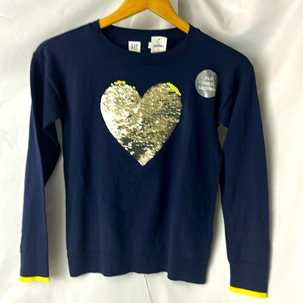 Gap kids heart sequins long sleeve light sweater.